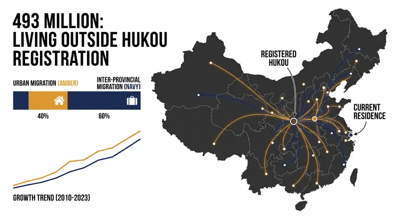 Nearly half a billion Chinese citizens reside outside their registered hukou location.