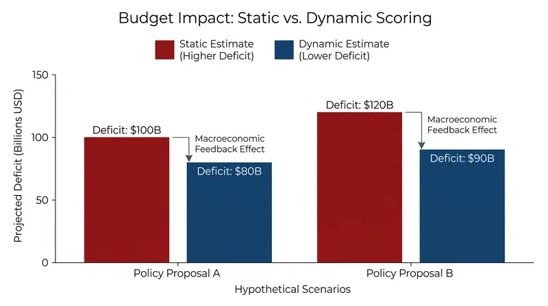 Dynamic scoring typically projects a lower net deficit for tax cuts by factoring in projected economic growth.