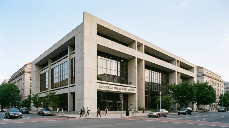 Exterior view of the Congressional Budget Office building in Washington D.C.
