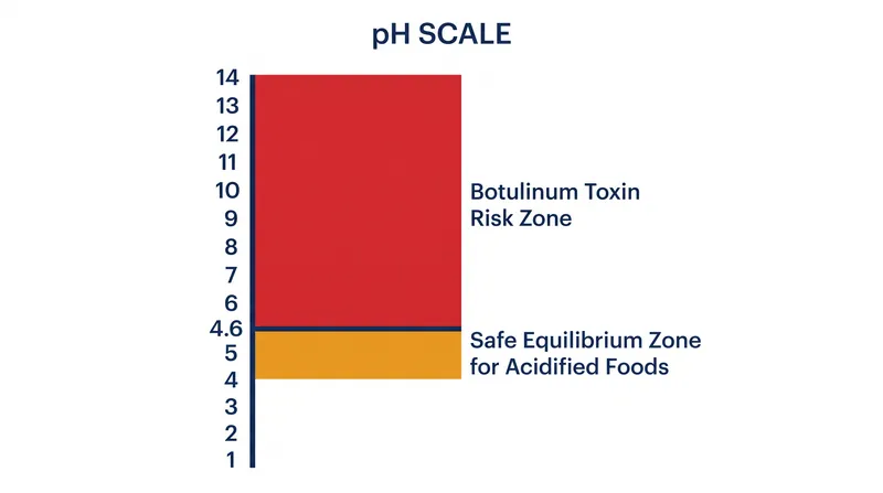 The FDA mandates that all acidified foods must reach an equilibrium pH of 4.6 or lower to prevent the growth of Clostridium botulinum.