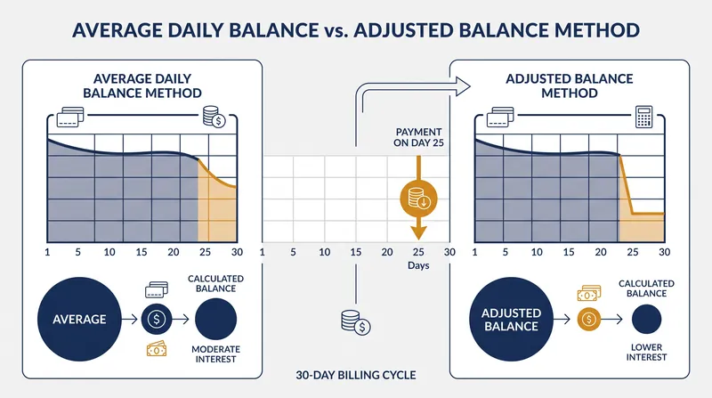 How a mid-cycle payment affects the principal balance under the two different calculation methods.