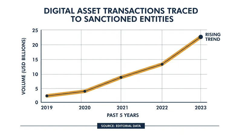 Sanctions enforcers are increasingly pivoting to on-chain tracking to disrupt illicit financial networks.