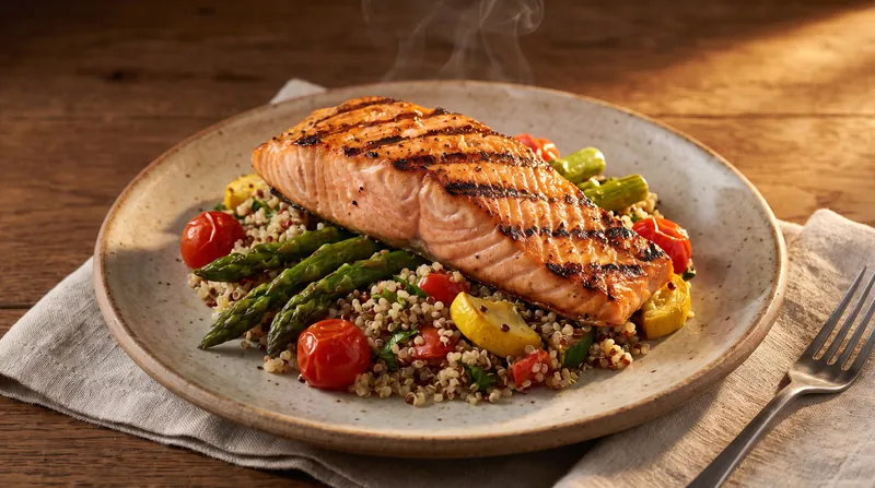 Animal-based proteins like salmon are dense in leucine, the amino acid that acts as the primary trigger for muscle synthesis.