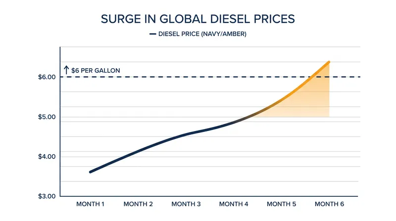 U.S. diesel prices have surged past $6 per gallon amid global supply constraints.