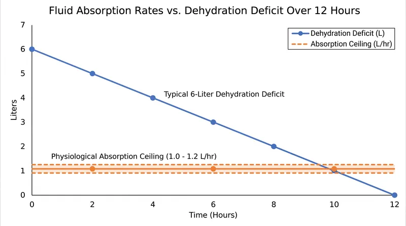 The gastrointestinal tract's absorption limit dictates how quickly an athlete can safely replace lost fluids.