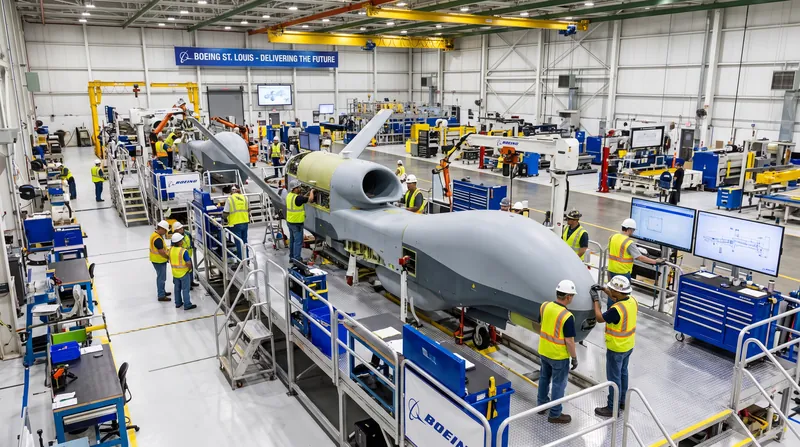 Boeing will manufacture the initial Lot 1 MQ-25A airframes at its advanced production facility in St. Louis.