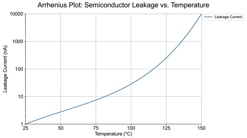 As silicon temperature rises, subthreshold leakage current increases exponentially.
