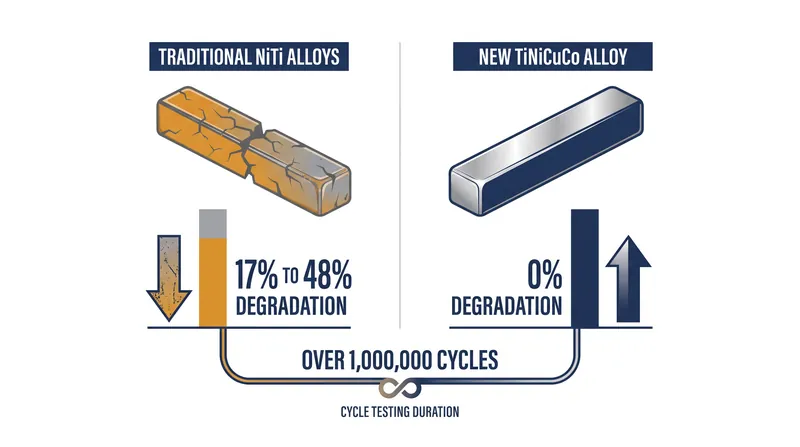 The new quaternary alloy eliminates the functional fatigue that previously crippled elastocaloric cooling systems.