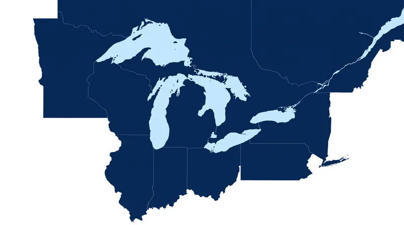 Eight states and two provinces govern the basin's water resources cooperatively.