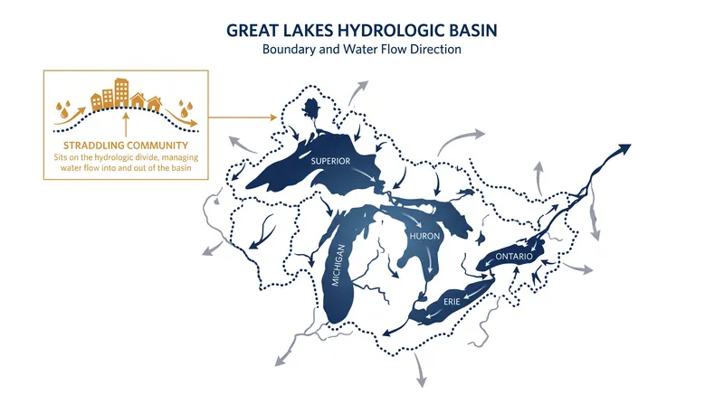 The Compact defines the basin by its natural hydrologic divide, not by state political borders.