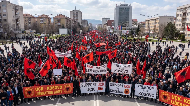 Supporters of the former KLA commanders gathered in Pristina to protest the tribunal's verdict.