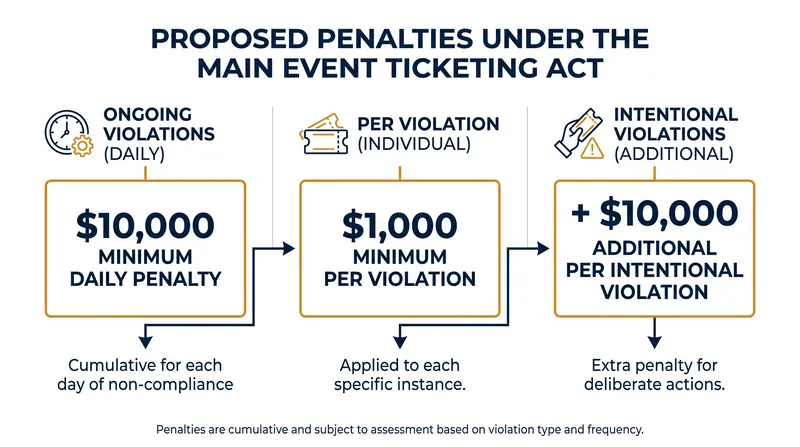 Proposed civil penalties for ticketing platforms under H.R. 2713.