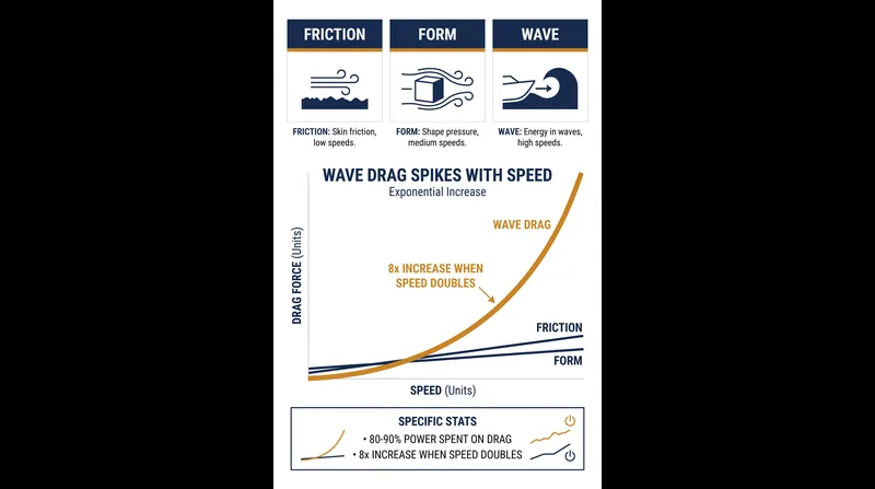 Wave drag becomes the dominant resistive force as a swimmer's velocity increases.