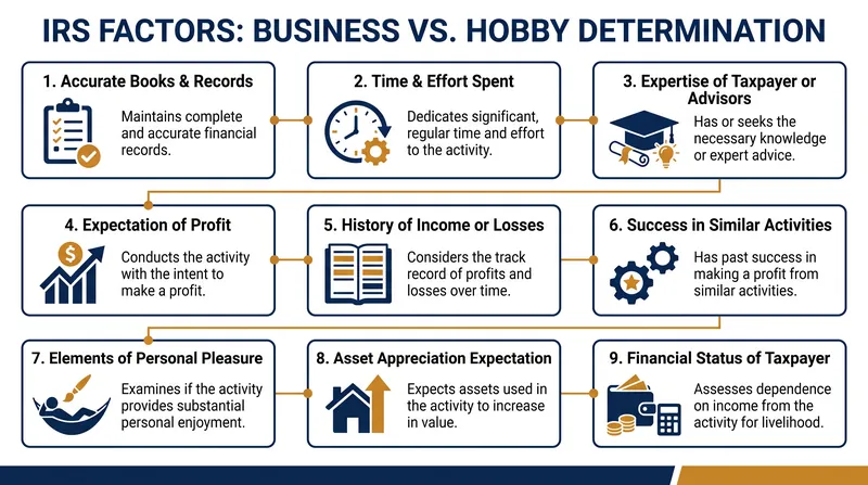 The nine factors the IRS weighs to determine profit motive.