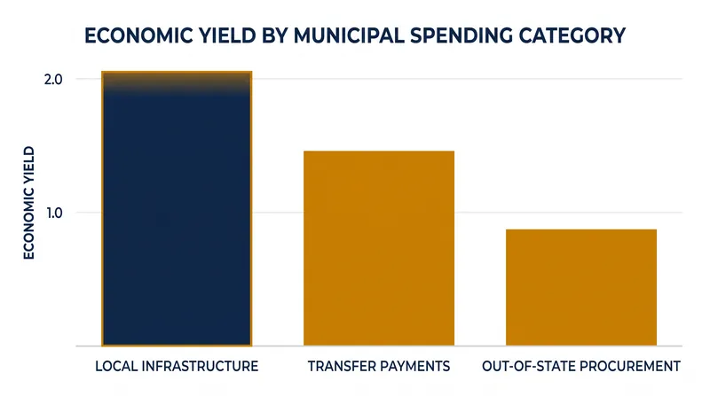 Infrastructure and direct local procurement consistently yield higher local income multipliers than out-of-state purchases.