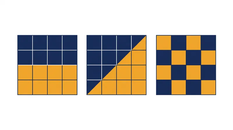Instead of forcing all 16 pixels onto one color line, BC7 uses a table of 64 predefined partition shapes to apply multiple color lines per block.