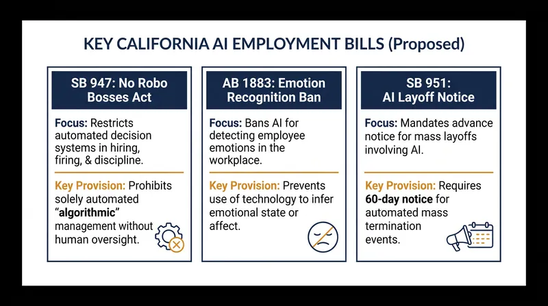 Key provisions of the AI workplace regulations awaiting the governor's signature.