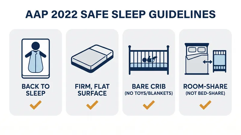 The American Academy of Pediatrics focuses entirely on eliminating exogenous stressors from the sleep environment.