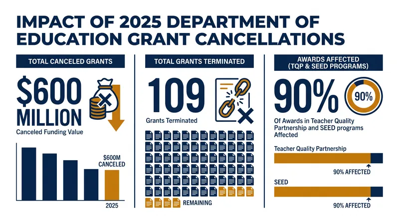 The scope of the February 2025 grant cancellations.