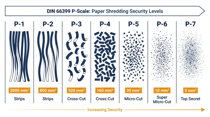 Particle size limits decrease exponentially as the DIN 66399 P-level increases.