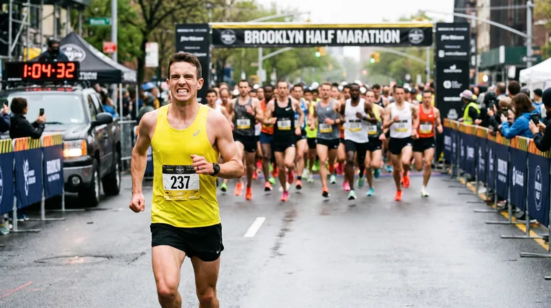 Andreas Almgren used a devastating kick over the final three kilometers to secure the men's half marathon title.