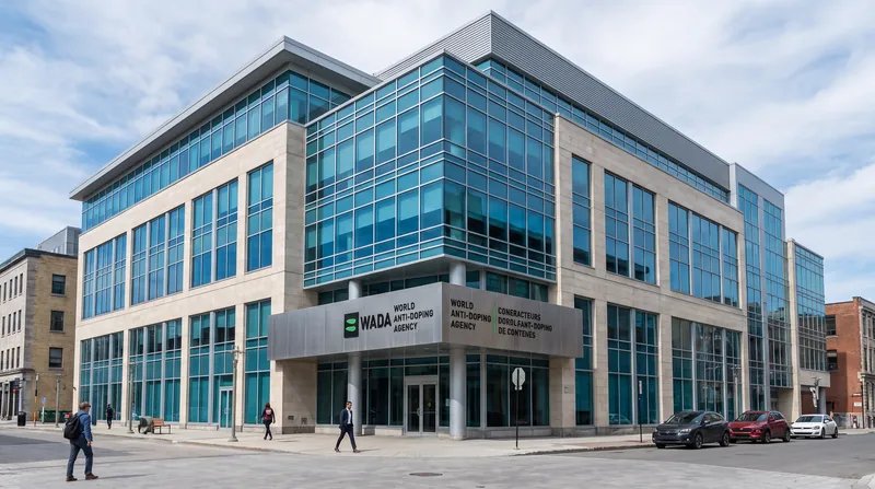 Exterior view of the modern World Anti-Doping Agency headquarters building during the daytime.