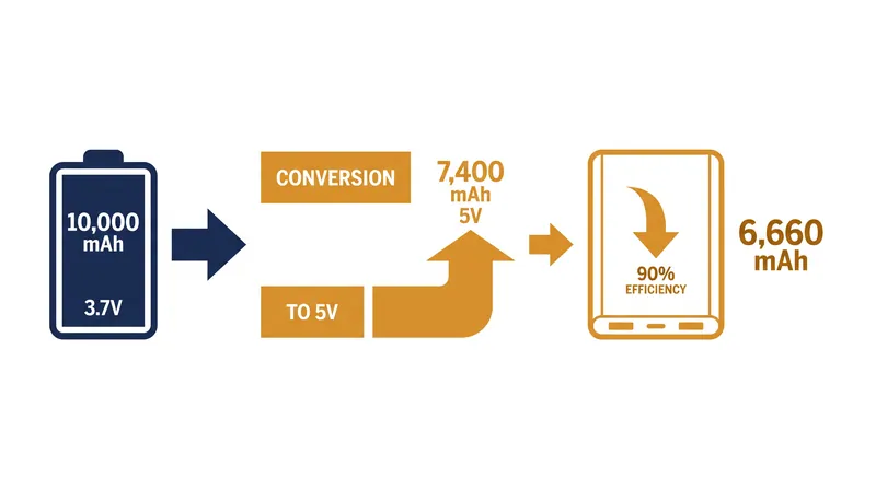 How a 10,000 mAh battery cell yields only 6,660 mAh of usable charge.