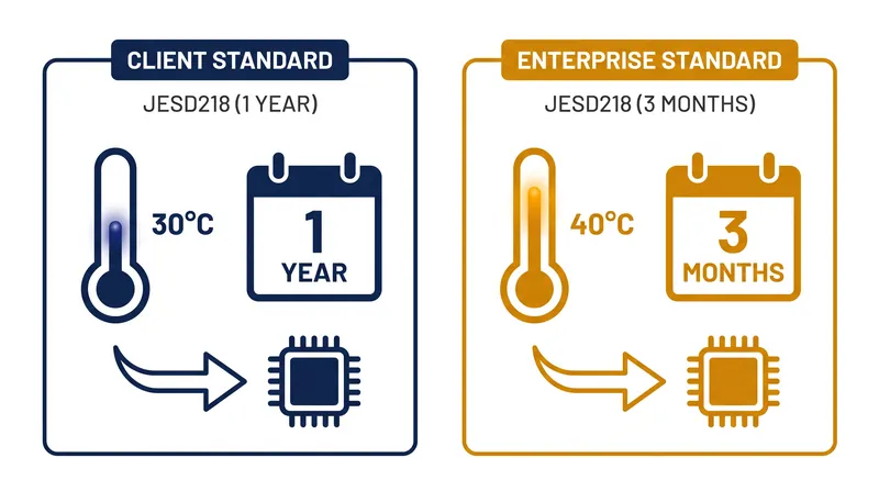 JEDEC standards dictate different unpowered data retention requirements for consumer and enterprise drives.