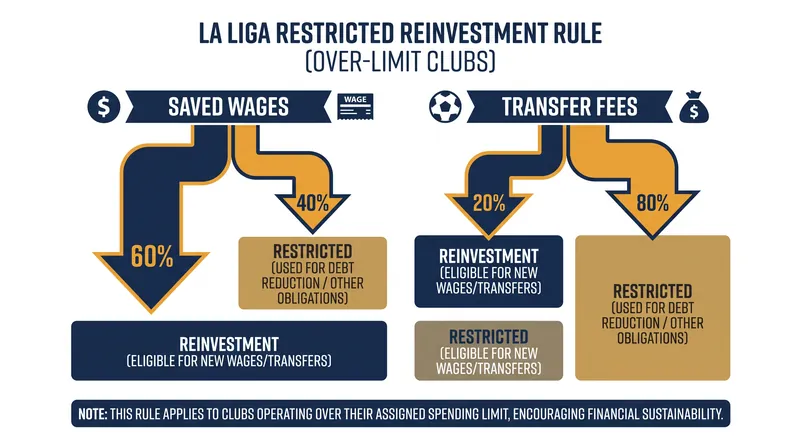 How clubs over their limit are restricted when reinvesting transfer income.