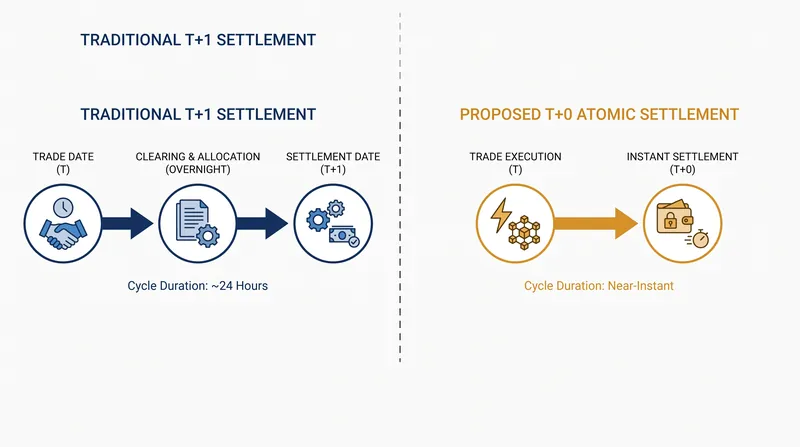 Tokenized equities aim to reduce the standard one-day settlement time to instantaneous, on-chain execution.