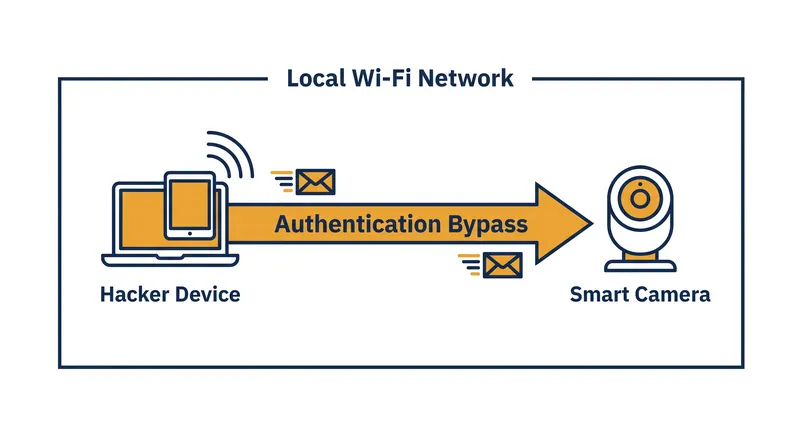 The vulnerability requires the attacker to be on the same local network as the camera, limiting the risk of remote internet-wide exploitation.