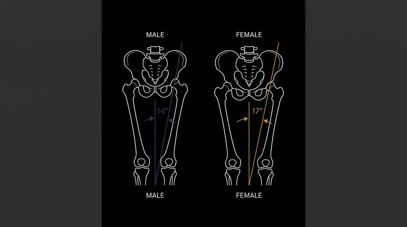 The wider female pelvis creates a steeper Q-angle, increasing rotational torque on the knee.
