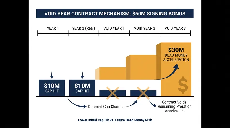 How void years stretch a signing bonus to lower immediate cap hits.