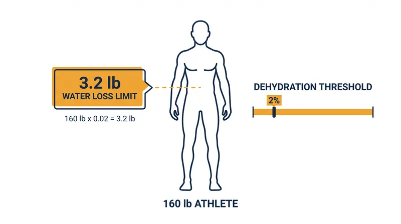 For a 160-pound athlete, the 2 percent performance cliff equates to roughly 3.2 pounds of fluid loss.