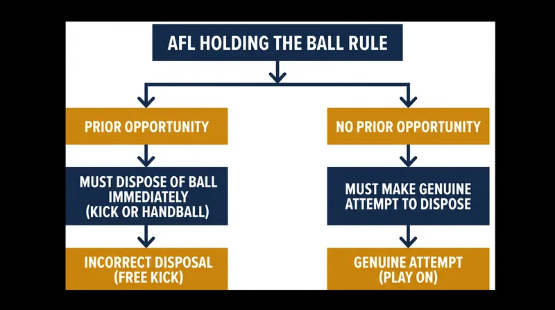 The sequence of conditional clauses an umpire must process to adjudicate a holding the ball decision.