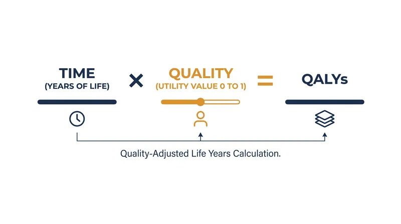 The QALY calculation multiplies the length of life gained by the quality of that life.
