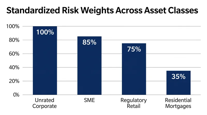Baseline risk weights assigned to different exposure classes under the Basel framework.