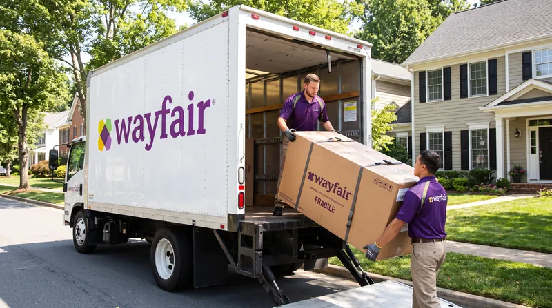 The 'Wayfair Delivers' platform heavily promotes the company's proprietary logistics network to counter fulfillment anxieties.