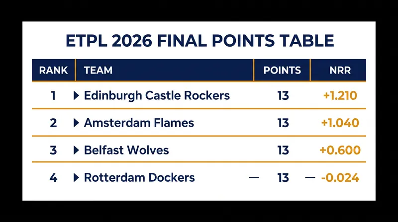 Net run rate was required to separate the top four franchises after all finished with 13 points.