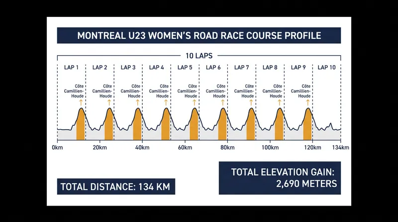 The grueling 134-kilometer Mount Royal circuit featured 2,690 meters of climbing.