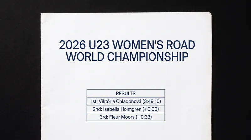 Final podium results for the 2026 U23 Women's Road Race.