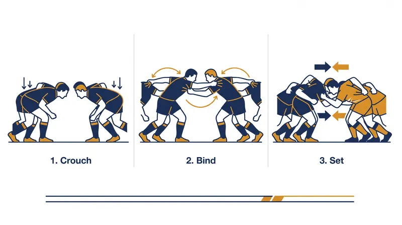 The three-step sequence dictates the exact physical positioning required before the ball can be fed.