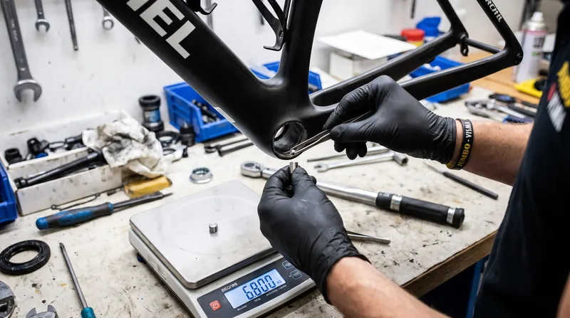 Team mechanics frequently add tungsten or steel ballast to modern frames to ensure they pass the UCI weigh-in.