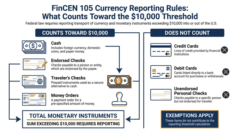 The legal definition of a monetary instrument extends far beyond physical cash.