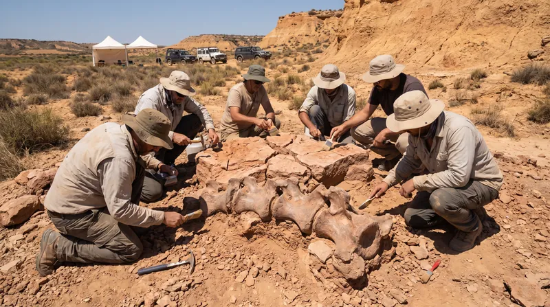 Researchers recovered 14 exceptionally preserved tail vertebrae and several chevron bones at the La Tejería site.