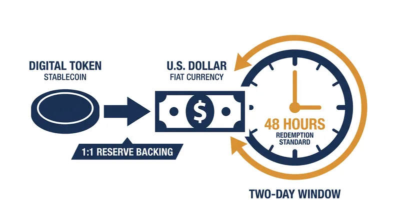 The proposed framework requires a strict 1:1 reserve and a two-day redemption standard for consumers.