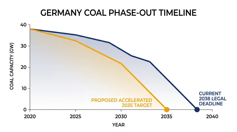 Coal-fired power stations are legally mandated to close by 2038, with the government exploring an accelerated 2035 exit.