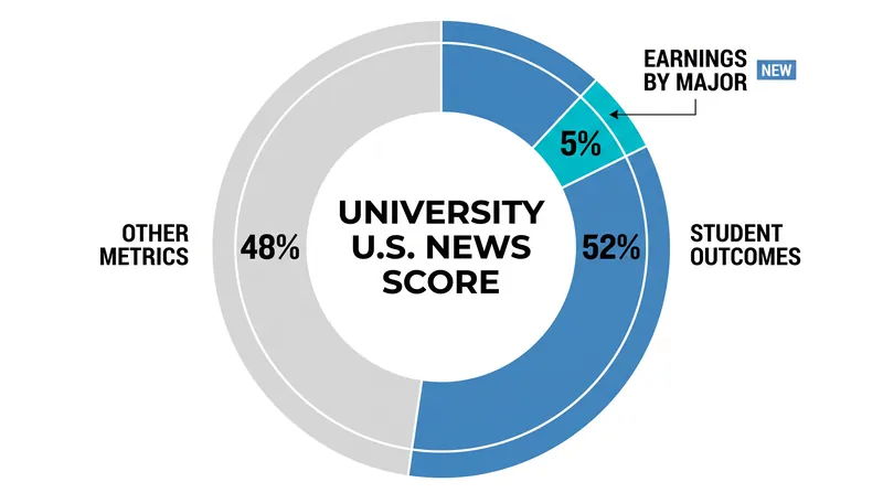 Student outcomes, including the new earnings metric, now make up more than half of a school's total score.
