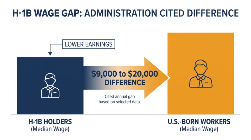 The administration cites an estimated wage gap of up to $20,000 between H-1B holders and U.S.-born workers in reliant industries.