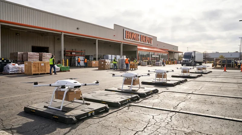 The drones launch directly from staging areas located at participating Lowe's retail stores.